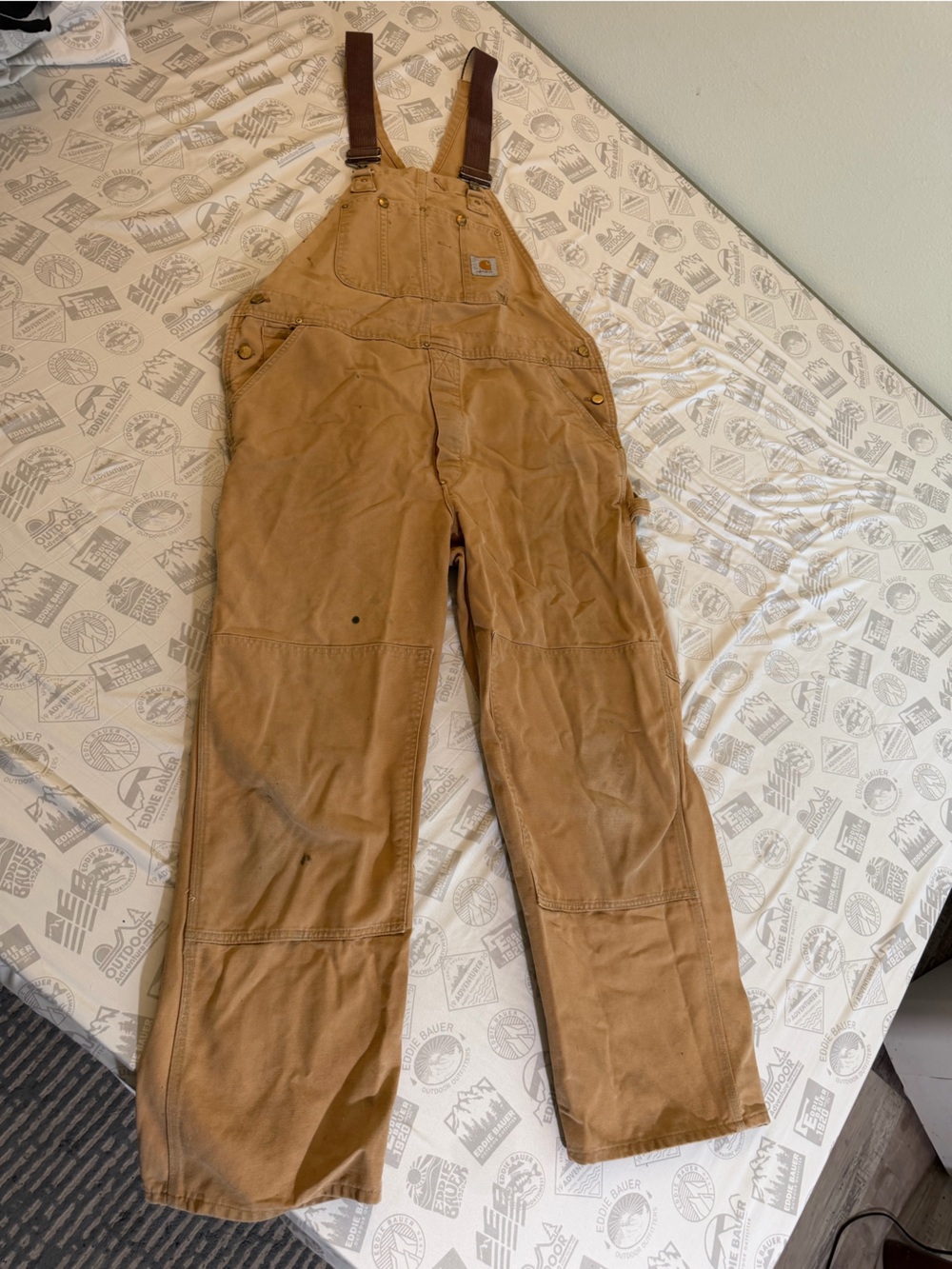 Vintage Carhartt Bib Overalls Men's 40X30 Insulated Double Knee Distressed USA